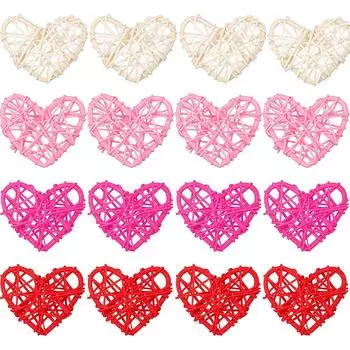 20 шт. 6 см разноцветные ротанговые шары в форме сердца для декора, поделки на день рождения, на день рождения, на свадьбу, на день рождения, на вечеринку горячий розовый