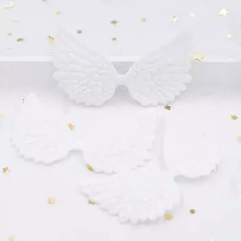 20 шт. 74*43 мм, белые крылья ангела, аппликации для скрапбукинга, односторонние блестящие порошки, нашивки с крыльями феи, наклейки для самостоятельного изготовления украшений, принадлежности белый