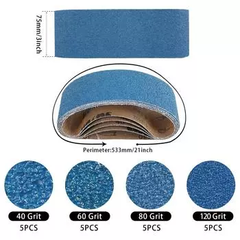 20 шт. 75x533 мм шлифовальные ленты абразивные ленты 40/60/80/120 зернистость качество циркониевые шлифовальные абразивные ленты шлифовальные полировальные инструменты 533x75mm