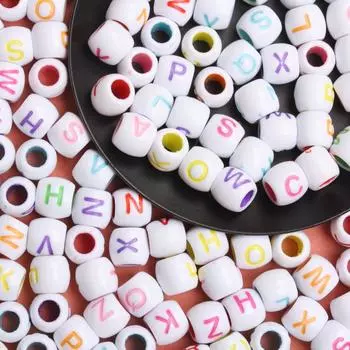 20 шт. 8*9 мм подвески с большим отверстием акриловые цилиндры с буквами алфавита бусины для изготовления ювелирных изделий DIY браслет ожерелье аксессуары