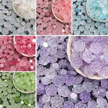 20 шт. AB цветные бусины с цветком, подвески с двойным отверстием, акриловые свободные бусины, фурнитура ручной работы для изготовления ювелирных изделий розовый