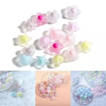 20 шт. акриловые бусины, прозрачные бусины в форме пентаграммы, цветка в форме сердца для DIY, ожерелье, серьги, принадлежности для изготовления ювелирных изделий 20Pcs