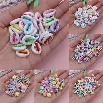 20 шт. акриловые цветы/ракушки/снежинки/улыбающееся лицо свободные бусины DIY ожерелье браслет ювелирные изделия ручной работы для девочек женские подарки Crown/20pcs