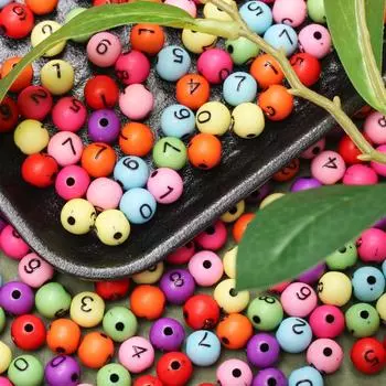 20 шт. акриловые круглые бусины ручной работы для изготовления ювелирных изделий, цветные бусины 7,5 мм, цифровые материалы для бусин