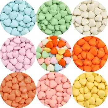 20 шт. акриловые однотонные гладкие персиковые бусины в форме сердца для DIY ожерелье, браслет, серьги, изготовление ювелирных изделий, аксессуары для рукоделия разноцветный