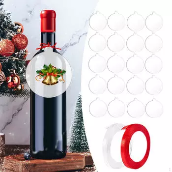 20 шт. акриловых украшений в виде кругов с отверстиями и 2 круглыми лентами для создания рождественских подарков