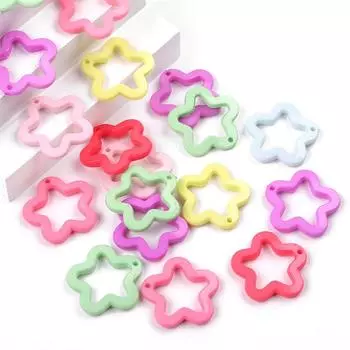 20 шт. акриловый сплошной цвет полые цветы для DIY Шарм ожерелье браслет ювелирных изделий ремесло бейкер миллер розовый