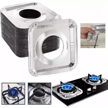 20 шт. алюминиевая фольга для газовой плиты, крышки для горелок, одноразовые, маслостойкие, защитные покрытия для кухни, легкоочищаемые, защита для плиты