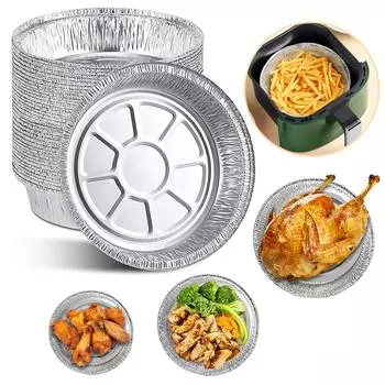 20 шт. антипригарные вкладыши из алюминиевой фольги для фритюрницы, одноразовые бумажные вкладыши, маслостойкая корзина для пропаривания, кухонный инструмент, поддон для сбора капель для барбекю Deep section 6 inches
