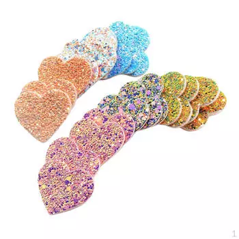 20 шт. аппликации из фетра в виде сердечек с блестящими пайетками для изготовления украшений 26x34 мм, разноцветные