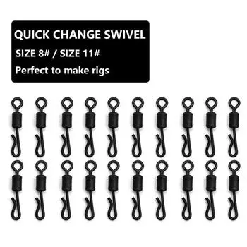 20 шт., аксессуары для ловли карпа, быстросменные крючки, поворотные защелки UK8 #/UK11 # для ловли карпа, поводки для волос, соединительные снасти