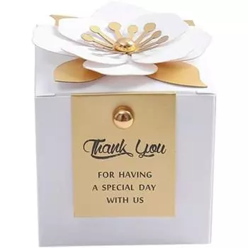 20 шт., белые цветы, квадратные стильные коробки для подарков на вечеринку, конфеты, сувениры для гостей, подарочные коробки, идеально подходящие для украшения свадьбы, дня рождения, вечеринки 6.5x6.5x6.5cm