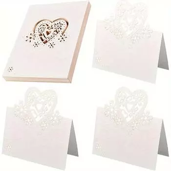 20 шт. Белые карточки для стола с вырезом в виде сердца, карточки с номерами столов в виде сердца, карточки с именами на свадьбу, карточки с рассадкой за столом для украшения свадебной вечеринки 20pcs