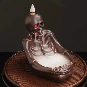 +20 шт. благовоний Хэллоуин тыква украшение светодиодный череп обратный поток благовоний курильница керамический держатель для поделок офисный декор чай питомец