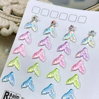 20 шт. блестки для дизайна ногтей в виде рыбьего хвоста, 3D-наконечники, декор своими руками