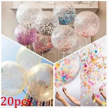 20 шт. блестящие латексные шары-конфетти романтическое украшение на свадьбу прозрачные круглые шары своими руками рождение 5pcs