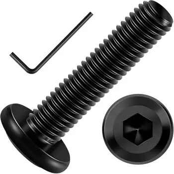 20 шт. болтов с плоской головкой и шестигранным углублением под ключ, болты для мебели из нержавеющей стали 304 с полной резьбой, черная оксидная пленка и шестигранный гаечный ключ M6-8mm чёрный