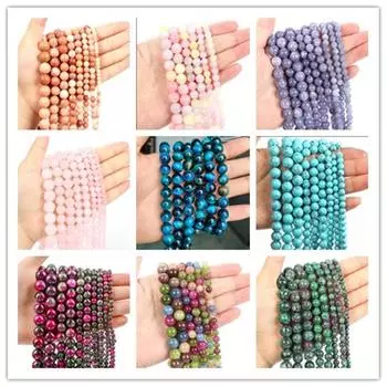 20 шт., бусины из натурального камня, синий тигровый глаз, агат, бирюза, розовый кварц, лазурит, нефрит, опал, круглые свободные бусины для изготовления ювелирных изделий, браслет «сделай сам», 10 мм Malachite