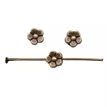 20 шт., бусины-разделители с маленькими отверстиями в форме цветка, подвеска-подвеска, цвет античная бронза, 6X6X3 мм