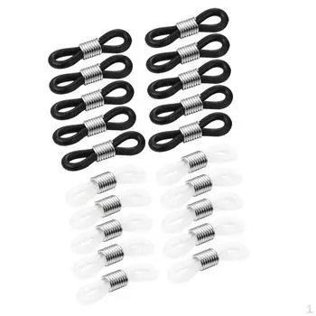 20 шт. черно-белые резиновые петли с металлической катушкой для очков, коннекторы цепочек для очков