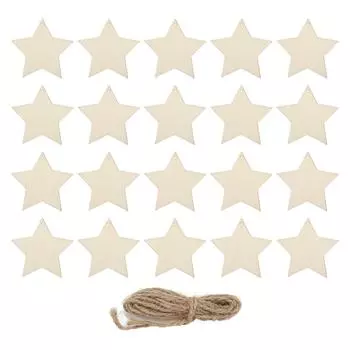 20 шт. Деревянные звездные украшения, гладкие на ощупь, нетоксичные, прочные, противоаллергические, звездная щепа