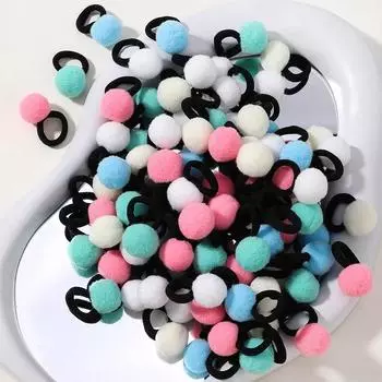 20 шт. Детские эластичные резинки для волос Девочки Плюшевый шарик Резинка для детей Сладости Скранчи Завязки для волос Зажим Детские аксессуары для волос