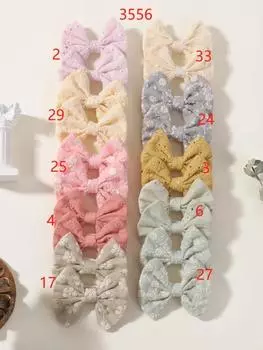 20 шт. Детские бантики с вышивкой в виде цветов, заколки для волос, милые хлопковые бантики-заколки для волос для маленьких девочек, заколки-автоматы, головные уборы, аксессуары для волос