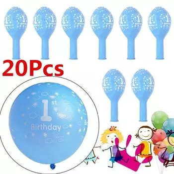 20 шт., детские шарики с номером 1 с принтом для мальчиков и девочек, декор для вечеринки, первого дня рождения, новинка 1st
