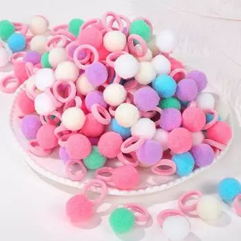 20 шт. Девочки Красочные Плюшевые Шарики Эластичные Резинки для Волос Детские Веревки для Волос Завязки Резинки для Хвоста Милые Головные Уборы Аксессуары для Волос