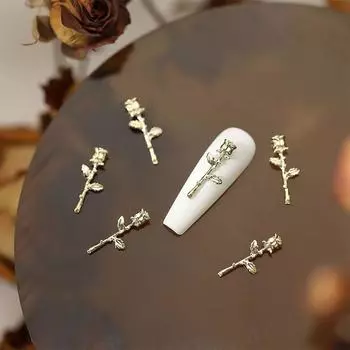 20 шт. DIY украшения для ногтей 3D золотой сплав роза тюльпан цветок аксессуары для дизайна ногтей для маникюра аксессуары M 20Pcs