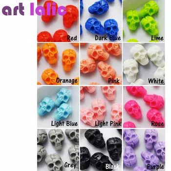 20 шт. дизайн ногтей 3D череп кость дизайн смоляные бусины Типсы DIY гель Дизайн ногтей советы украшения темно-синий