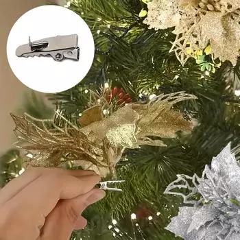 20 шт. елка цветок украшение фиксированный зажим вечеринка фиксация мини металлические зажимы рождественские венки металлические зажимы утконос для рождественских цветов 20PC