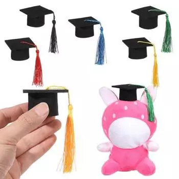 20 шт., фетровая мини-выпускная шляпа бакалавра с кисточками, праздничный Топпер для бутылки вина, товары для выпускного вечера красный