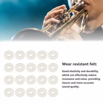 20 шт., фетровые шайбы для снижения шума, износостойкие эластичные войлочные шайбы для трубного клапана, бежевого цвета