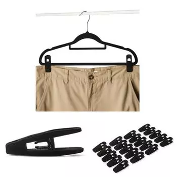 20 шт. флокированные вешалки, нескользящие зажимы, вешалка для брюк, юбки, шорты, пальто и аксессуары