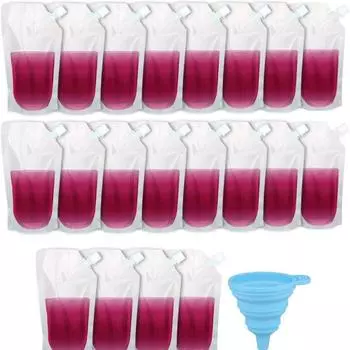 20 шт. фляжки для ликера, круизная сумка, многоразовые фляги для питья для путешествий, скрытые пластиковые фляжки с воронкой, 16 унций