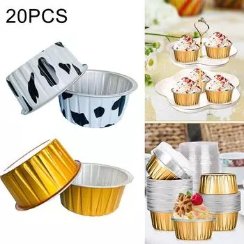 20 шт. Фольгированные стаканчики 8,4*6,5*3,4 см Жестяная миска для фритюрницы и барбекю золотой