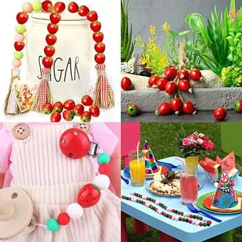 20 шт. фруктовые разделители DIY гирлянда из бусин набор деревенские деревянные бусины милая клубника изготовление ювелирных изделий аксессуары подвески