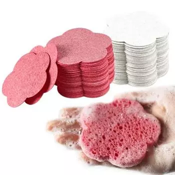 20 шт., губка для чистки лица, отшелушивающая маска для лица, спа-массаж, удаление макияжа, более толстый компресс, натуральная целлюлоза, многоразовая розовый
