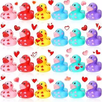 20 шт., игрушка-утка на день Святого Валентина, сердце любви, маленькая милая красочная виниловая утка, игрушка для ванны, романтическое украшение для домашнего рабочего стола, сувениры для вечеринки