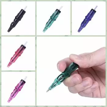 20 шт. индивидуально упакованных шариковых ручек для татуировок, игл для картриджей, машинок для татуировок чёрный