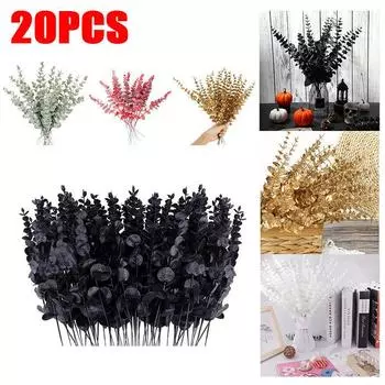 20 шт. искусственные цветы эвкалипта 38 см свадебные поддельные зеленые листья домашние поддельные цветы зелёный