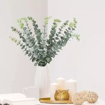 20 шт., искусственные растения, многоразовые, имитация стеблей эвкалипта, реалистичная зелень для свадебного украшения дома зелёный