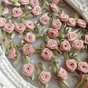 20 шт искусственных атласных лент, розетки, мини-розы ручной работы, аппликации из ткани для свадебного украшения, аксессуары для шитья фиолетовый