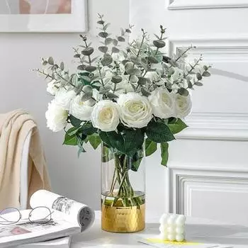 20 шт. искусственных листьев, реалистичных, не увядающих, не выцветающих, декоративных, имитация листьев эвкалипта, украшение для вечеринки, товары для дома