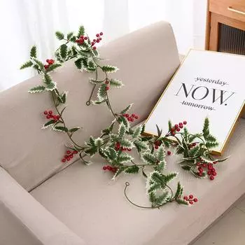20 шт. искусственных шелковых цветов, листьев, виноградной лозы, ягодных листьев, гирлянд, растений для самостоятельного изготовления рождественской елки, домашнего сада, супермаркета, украшения