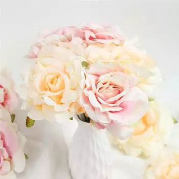 20 шт. искусственный цветок голова 10 см цветок розы для новогоднего свадебного украшения DIY шелковый цветок для вечеринки белый