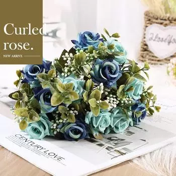 20 шт., итальянские свернутые розы, искусственный шелк, скрученная роза, цветочный букет, стол, домашний свадебный декор, искусственные цветы, ремесла, декор для вечеринки вино красного