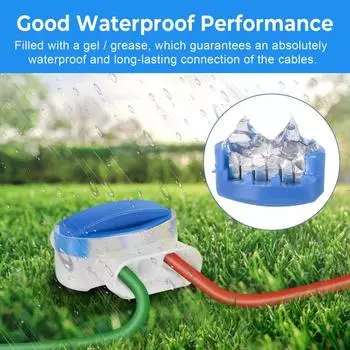 20 шт. кабельный разъем, простой в установке, водонепроницаемый, стабильный, для уличной газонокосилки, 3-проводной разъем, зажим синий