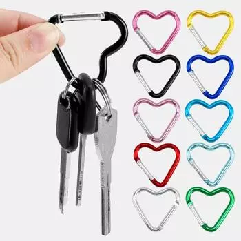 20 шт. карабин в форме сердца, прочный алюминиевый брелок, зажим, пружинный крючок, пряжка для рюкзака, бутылка для воды, аксессуары для кемпинга на открытом воздухе
